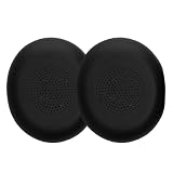kwmobile 2x ヘッドホンカバー Jabra Evolve 2 65 / Evolve 65 SE対応 交換用イヤーパッド - クッション PUレザー 黒色