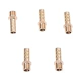 SODIAL(R)5 x 真鍮　8mmエアーガスパイプホースバーブ　1/8"PTオススレッドジョイント継手