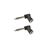 6.35mm 3.5mm 変換 プラグ 2個セット L字型 オスメス ステレオ標準プラグ6.35mmモノラル標準プラグ-モノラル標準ジャック シールドケーブル/エレキギターケーブル/マイクなど対応 フォンプラグ 変換コネクタアダプタ (2個セット)