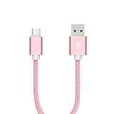 USB Type C ケーブル【長さ0.25m】急速充電 USB-A to USB-C ケーブル ナイロン編み 高速データ転送 タイプc 充電ケーブル iPhone16 iPhone15 Pro Max Plus Xperia Galaxy AQUOS Pixel Arrows Huawei Macbook Pro その他Type-C全機種対応（0.25m, ローズゴールド）