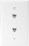 Eaton 3547 – 4 W mid-size Wallplate with 2-telephoneジャックとコネクタ、カテゴリ3 rj11またはrj14 ,ホワイト