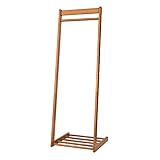 L型 木製 ハンガーラック 天然木 収納 棚 ハンガー スリム シンプル コートハンガー おしゃれ コート掛け (ブラウン, 幅50cm)