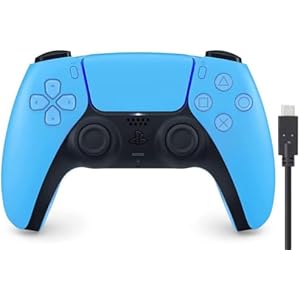 【純正品】DualSense ワイヤレスコントローラー スターライト ブルー(CFI-ZCT1J05) 【Amazon.co.jp限定】 PS5用コントローラー充電ケーブル3m