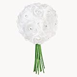 David Tutera 30039292 Bouquet Roses RHINESTN WHT 7 in
