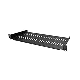 StarTech.com 1U サーバーラック棚板/19インチ装置ラック&キャビネット用放熱スリット付きカンチレバートレイ/高耐久性スチール/耐荷重20kg/奥行25cm ブラック CABSHELFV1U