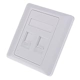 Dolity ダブルポート　CAT6　ウォール　アウトレット　フェイスプレート　RJ-45　ネットワーク　イーサネット　シャッター付き　ソケット　データ　ウォールプレート　キーストーン　2穴　ホワイト