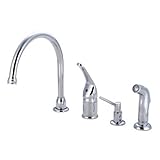 Kingston Brass KB821K1 Kitchen Faucet with Sprayer and Soap Dispener, Polished Chrome [並行輸入品]