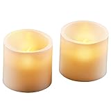 LEDフラットトップピラーキャンドル – 2のセット、ベージュ