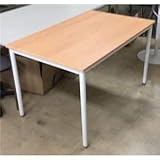 多目的 ミーティングテーブル/会議テーブル 【幅135cm ナチュラル】 スチールフレーム