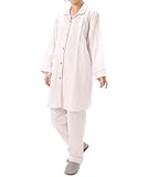 811080 マタニティ 長袖 上下セット 授乳口付き ウエスト調整機能 前開き 綿100％ 二重ガーゼ仕立て チュニック丈 ストライプ柄 吸湿 保温 春秋向き 妊婦 産前 産後 パジャマ ルームウェ