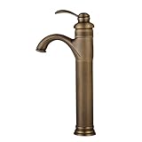 Fuloon　バスルーム・キッチン用　洗面用　蛇口　冷熱スイッチ付き　銅　31cm　クラシック・アンティーク　銅色　レトロ　おしゃれ　シングルレバー混合栓 (銅色, ロング)