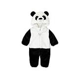 男女兼用  パンダさん   モコモコロンパース 衣装   足つきカバーオール  防寒ボアジャンプスーツ (80cm, B)