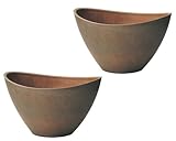 軟質プラスチックプランター 楕円Ｌ ブラウン 405×295×235Hmm 2957-A-BR 2個セット