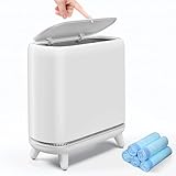 CTIME ふた付きゴミ箱 12L 特許設計 ゴミ袋が自動でフィット 防臭タイプ スリム プッシュ式 キッチン 洗面所 バスルーム リビング用 ゴミ袋75枚付き
