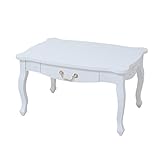 コーヒーテーブル 姫系家具 バラモチーフ付き リビングテーブル カラー：ホワイト