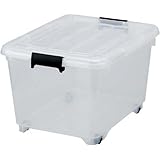 for.c深50クリア×10個セット　半透明　プラスチック収納ボックス フタ式収納ケース　キャスター付き・コロ付衣装ケース