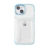 HanaRo iPhone14 用 iPhone13 用 ケース スマホケース 背面ポケット 付き カード 収納 クリアケース ﾌﾞﾙｰ