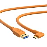 YAMCOWL USB-AからUSB-Cへのデータケーブル 5メートル L型 カメラ接続専用設計 5Gbpsの高速転送 金属メッキプラグ採用、耐久性に優れる オレンジ色 対応機種：キヤノンEOS R/R5/R6、ソニーA7M3/A7M4/R4、ニコンZ5/Z62/Z7など（3m）