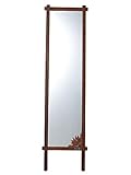 サンフラワーラタン ミラー ブラウン 幅42×奥行き4×高さ160cm チーク無垢材 スタンドミラー ACM160KA