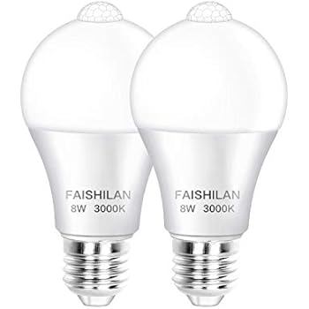 FAISHILAN LED電球 人感センサー 電球色 E26口金 色温度3000K 560lm(8W) 白熱電球60Ｗ相当 高輝度 省エネ 一般電球形 常夜灯 省エネ 高品質 2個セット