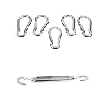 P Prettyia アイフック　ターンバックル　５個カラビナ　HMS　梨形状　ステンレススチール　耐久性　防水