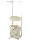 ランドリーワゴン レクエア ランドリーバスケット ハンガー付 アイボリー キャスター付