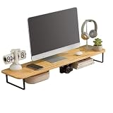 机上台 モニター台 パソコン台 モニタースタンド 60/80cm 木製天板 PC台卓上 パソコンスタンド デスクトップ用 机上 滑り止め 卓上収納 文具収納 机上台 ディスプレイ台 デスクシェルフ (80*26*12cm,原色)