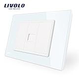 LIVOLO電話ソケットUS / AUスタンダードホワイトクリスタルガラス、ウォールプラグ、110-220V、119mm78mm、CE認証、-C91T-11