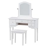 ドレッサーセット 引き出し付きテーブル スツール ( チェア ) 木製 白