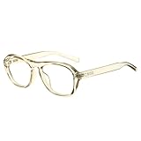 [Cyxus] 太セルフレーム 伊達メガネ ブルーライトカット 度なし UVカット 紫外線対策 お洒落 男女兼用（8236T46 ライトイエロー）