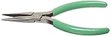 Xcelite LN55V Thin Long Nose Plier with Green Cushion Grip Handle, Serrated Jaw, 5-1/2 Length, 1-11/