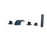 Rozin オイルは青銅をこすり バスタブの蛇口 ハンドシャワー装備 浴槽 風呂桶用 じゃぐち 混合栓