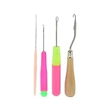 Fenteer ヘア/マイクロ　編組　ドレッド　ロック　ラッチ　フック　かぎ針　編み針　帽子、靴　DIY　編みツール　4本セット