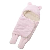 S/Lサイズベビーパーカ居心地の良い柔らかいフランネルの春秋の赤ん坊のぬいぐるみ毛布幼児用ラップ用寝袋 (L(78X86cm), ピンク)