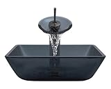 Aurora Sinks G09-ORB-V Bathroom Ensemble with Pop Up Drain, Glass Vessel, Sink, Ring and Waterfall F