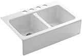 KOHLER K-6534-4U-0 Hawthorne Apron-Front, Undercounter Kitchen Sink, White [並行輸入品]