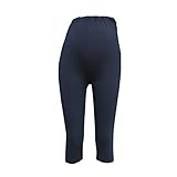 マタニティ専用　夏用のシルクタッチ5分丈/7分丈美脚レギンス/FREE　XL　大きいサイズ (5分丈/XL, ネイビー)
