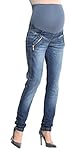 9fashion マタニティパンツ REMIGIO II  オーバーバンプ ジップポケット スキニーデニム マタニティパンツ サイズL ブルーブラック