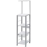 エムケー精工 レンジ台 スリム 4段 ハイタイプ ホワイト 幅38 奥行48 オープンラック フローリエ 新型