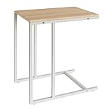 サイドテーブル(ミニテーブル/補助机) Lily 幅45cm スチール脚 木目調 NA/WH ナチュラル×ホワイト