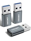 タイプC 変換アダプタ LOKUKA USB-C to USB-A変換アダプター 【3個グレー】入れ USB-A 3.0オス-USB-Cメス端子コネクター 5Gbps対応