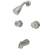 Kingston Brass KB148 Twin Acrylic Handle Tub and Shower Faucet, Satin Nickel [並行輸入品]