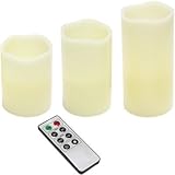 キャンドルライト キャンドル led 3個セット（リモコン付/消灯タイマー/照明モード切替/明るさ2段階調整） 本物のロウ インテリアキャンドル