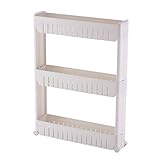 Yardwe 3段スリムスライドアウトストレージタワーギャップストレージキッチン用バスケットバスルームベッドルームランドリールーム狭い場所（グレー）