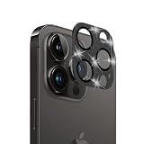 AnnTec iPhone 15 pro/iPhone 15 pro max 用 カメラフィルム レンズカバー カメラ保護 ラインストーン 強化ガラス iPhone 15 pro/iPhone 15 pro max 対応 レンズ全体保護 露出オーバー防止 キラキラ レンズ保護フィルム 携帯電話の装飾 貼り付け簡単 高透過率 【ブラック】