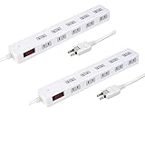 電源タップ 延長コード AC コンセント 10個口 10口 1500W 電源コード 2m 一括スイッチ 雷ガード マグネット付 ブレーカー スイングプラグ ほこり防止シャッター タコ足 テーブルタップ OAタップ ホワイト 白 STYLED STP10W-2 2個セット