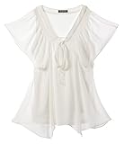 Angeliebe エンジェリーベ マタニティ 授乳口 付 ボウタイ シフォン 楊柳 ブラウス 妊婦服 半袖 9号 オフ ホワイト