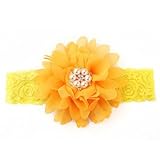 Refaxi カラフルなシフォンローズフリルフラワーラインストーンベビーガールズヘッドバンドヘアアクセサリーキッズズヘッドオーナメント