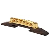 Yibuy ギターブリッジ 調節可能 アーチトップジャズギター ゴールド 金メッキ合金ハードウェアとローズウッド素材