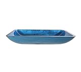 Kraus GVR-204-RE-ORB Irruption Blue Rectangular Glass Vessel Bathroom Sink with PU Oil Rubbed Bronze